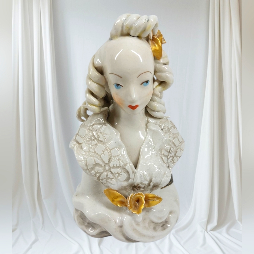 Cordey Bust Figurine Lady Gold Flowers #5011 1940's Elegant Porcelain